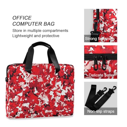 Maletín para portátil 15.6 pulg camuflaje rojo con correa miniatura 5