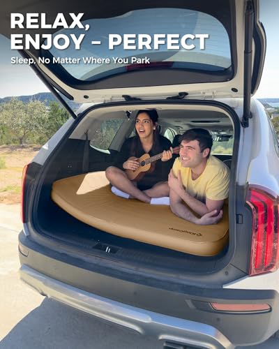 Image of KingCamp Self Inflating Sleeping Pad, 6 inch Ultra Thick R 15.5 Air & Foam Camping Mattress 2 Person, Full Size Double Sleeping Pad for Camp Tent Outdoor Car, PVC Free (Khaki)