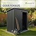Juskys Metall Geräteschuppen S – Dunkelgrau, wetterfest mit Fundamentrahmen, Schiebetür & abschließbar - für Garten & Aufbewahrung