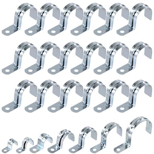 Swpeet 30Pcs 1-1/2 '(40mm) Kit de correa de tubo EMT de un agujero chapado en zinc, Correas de tubo U Bracket Tube Strap Pipe Clamp, Abrazaderas de conducto de correa de tubo para fijar la tubería EMT