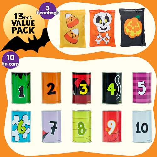 Image of JOYIN 13 Pcs Halloween Carnival Can Bean Bag Toss Games for Kids & Adults Trick or Treat Decoration, Home Decor Party Favors Supplies, Homeschooling Backyard Game