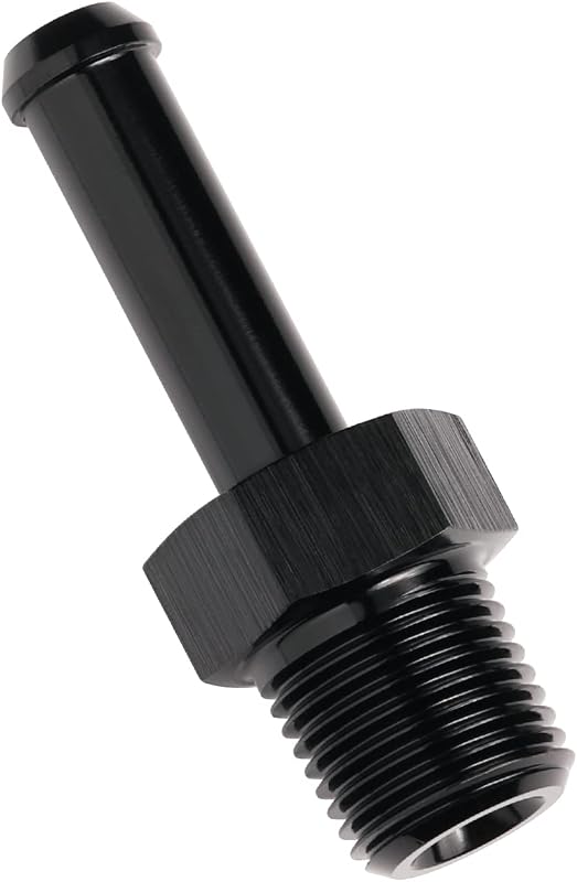 Adaptador Reto Podavelle 1/8 NPT Macho para Espigão de Mangueira 1/4" em Alumínio Preto – 1 unidade