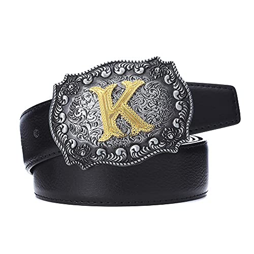 Image of HUABOLA CALYN Belt Buckle Men, Western Cowboy Rodeo Small Alphabet Letter ABCDMRJ to Z Initial Belt Buckles for Women