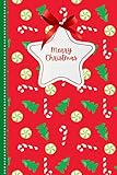  Merry Christmas: Peppermint Candy Cane Tree Pattern on Red Cover / 6x9 Lined Journal To Write In and Cartoon Christmas Card Combo / Holiday Creative Writing Gift for Kids Teens and Adults