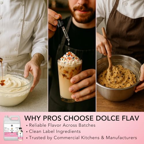 Image of Dolce Flav Cake Batter Flavoring - 32 Ounce Water-Soluble Kosher, Sugar-Free, Concentrated Cake Batter Flavor for Frosting, Cupcakes & Ice Cream