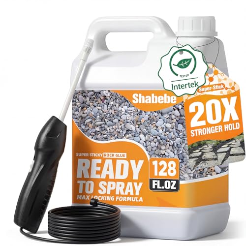 Shabebe Rock Glue for Landscaping with Electric Sprayer 1 Gallon Ready-to-Spray Mulch & Gravel Binder Non-Toxic & Pet-Safe Mulch Bond for Landscaping Clear-Drying Permeable for Pea Gravel Pebble