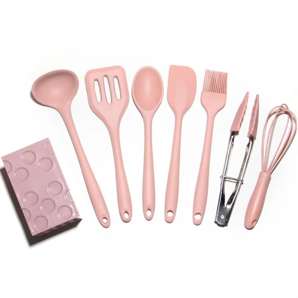8-teiliges Silikon-Set für Küchenutensilien, antihaftbeschichtet, Pfannenwender, Mini-Aufbewahrungsbox, Backutensilien, Ölpinsel, Schaber