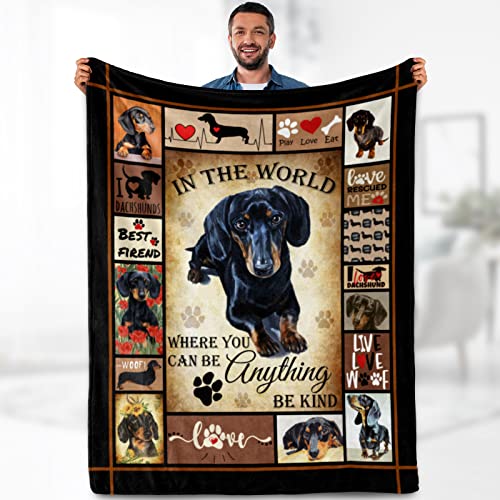 Dachshund Blanket Gifts For Women Kids Adults - Dog Lovers Cute Throw For Boys Girls Men Bedroom Living Room Decor Soft Fuzzy Fleece Cozy Plush Birthday Christmas Lightweight Blanket 50"X60" #TOP19