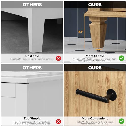 image for LIKIMIO 36 Inch Bathroom Vanity with Sink, Towel Holder & Adjustable S