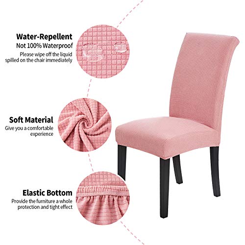 Joccun Chair Covers For Dining Room Set Of 4,Water Repellent Dining Chair Slipcovers Stretch Dining Room Chair Covers Seat Protector,Washable Parsons Chair Cover For Home,Banquet(Dusty Pink,4 Pack) #TOP2