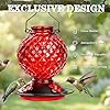 Tegarbed Glass Hummingbird Feeder for Outdoors Hanging, 25 OZ Humming Bird Nectar Feeder with 4 Bee Guard Feeding Ports & Built-in Ant Moat, Bird Feeder for Outside, Gifts for Women Mom, Red #4