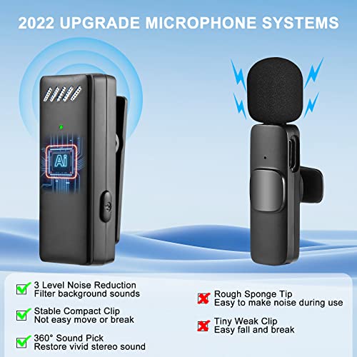 2 Wireless Lavalier Microphone For Android Iphone Ipad, 2.4G Wireless Microphone For Android With 30Hours Charging Case For Tiktok Youtube Interview Vlog Recording, Plug-Play,Auto-Sync,Noise Reduction #TOP4
