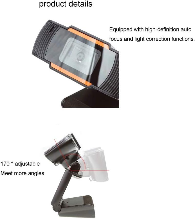 ARCH HD Computer Webcam with Absorption Microphone Desktop Rotatable Computer Camera USB Web Cam for Video Conferencing ，Video Chat and Online Class Exams (Size : 480P)