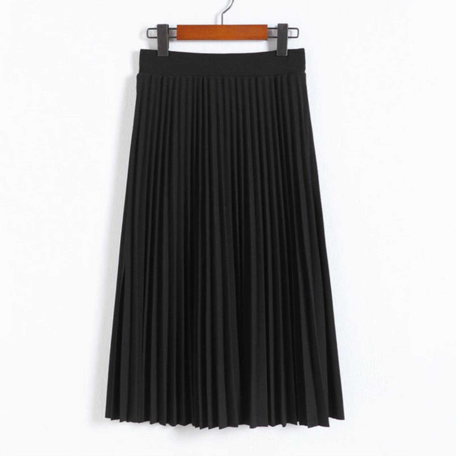 Jupe plissée Mode Femmes Taille Haute Plissée Jupe Élastique De Demi-Longueur De Couleur Solide