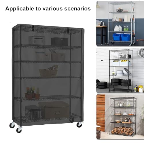 LICAEVEY Wassersicheres Regalabdeckung, 210d Silberbeschichtete Oxford Stoff Staubdestellte Lagerabdeckung, Außenregale für Drahtregale mit Reißverschluss und Haken- und