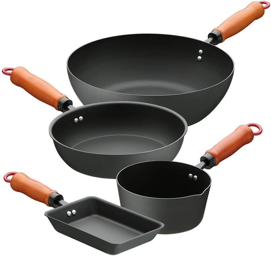 Pot Set Japanese Style One-Person Food Pot Small Wok Iron Wok Tamagoyaki Square Mini Frying Pan
