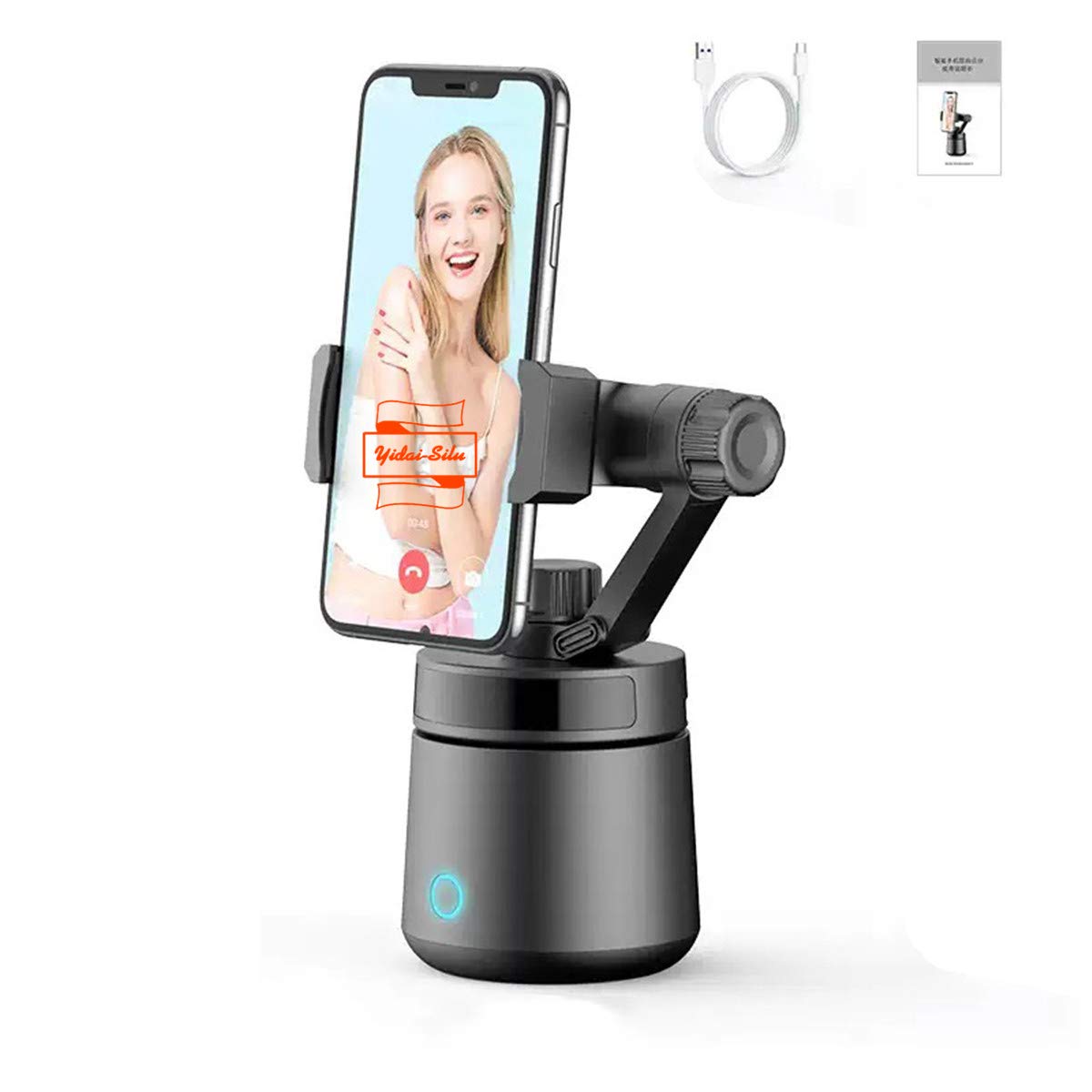 Przenośny gimbal do telefonu komórkowego (2 osi, obrót w poziomie 355 stopni, pojemność 1500 mAh) Stabilizator do smartfona, Selfie do iPhone'a/Sams/Huawei/nePlus itd., czarny