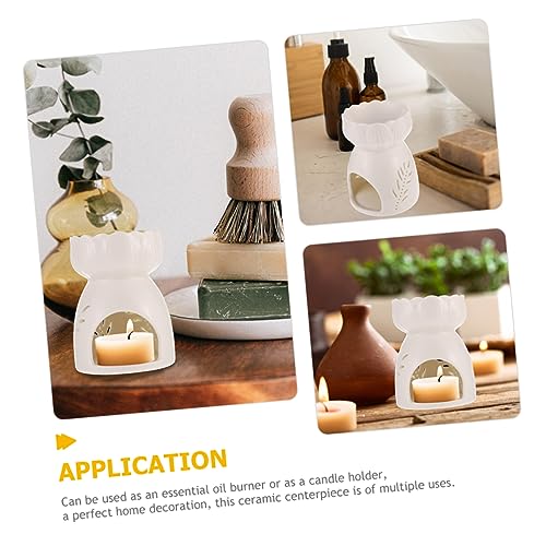 Brûleur à huile essentielle en céramique blanche | Set de 2 diffuseurs pour bougie de salon
