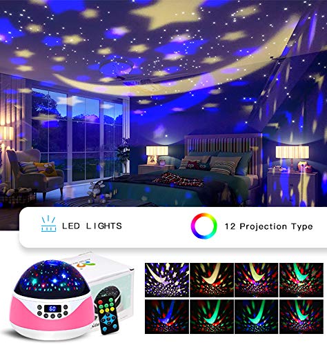 Mokoqi Girls Night Lights Projector For Kids With Timer & Music Star Light Projector For Bedroom, Great Birthday Gifts For Baby Girls Age 3-10, Toys For 2-9 Year Old Girls Room Decoration #TOP2