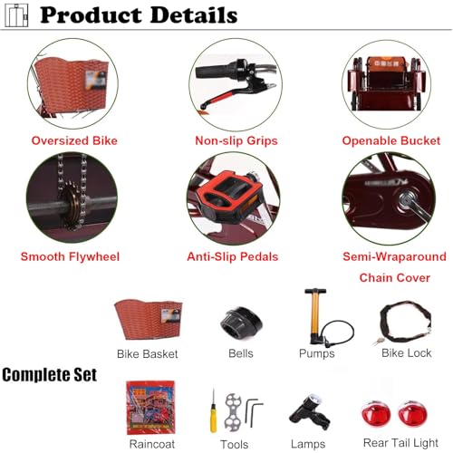 Triciclo para adultos con capacidad para pasajeros y carga, bicicleta de 3 ruedas de 20 pulgadas, triciclo ajustable en altura para hombres, mujeres y adultos mayores, ideal para ciclismo, salidas al aire libre y picnics (gris) miniatura 7