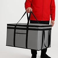 Vista 15 de musbus - Paquete de 2 bolsas aislantes reutilizables para comestibles, bolsa enfriadora plegable para comestibles, bolsa aislante grande resistente