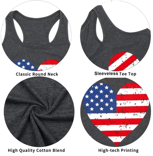 Bangely American Flag Heart Tank Top Women 4Th Of July Patriotic Shirt Graphic Usa Independence Day Tanks (Dark Grey, Xx-Large) #TOP6