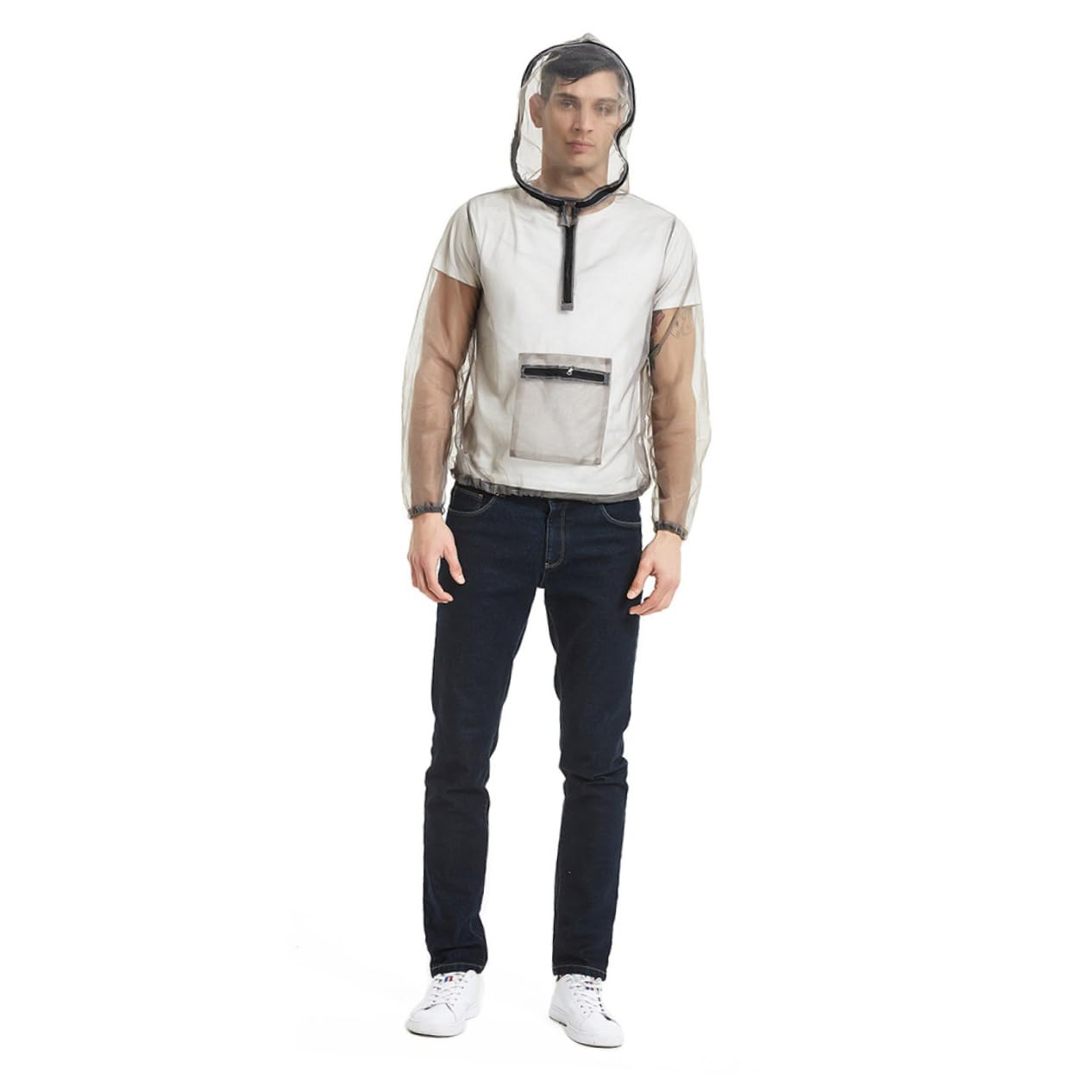 Chaqueta repelente de mosquitos gris para evitar picaduras al aire libre