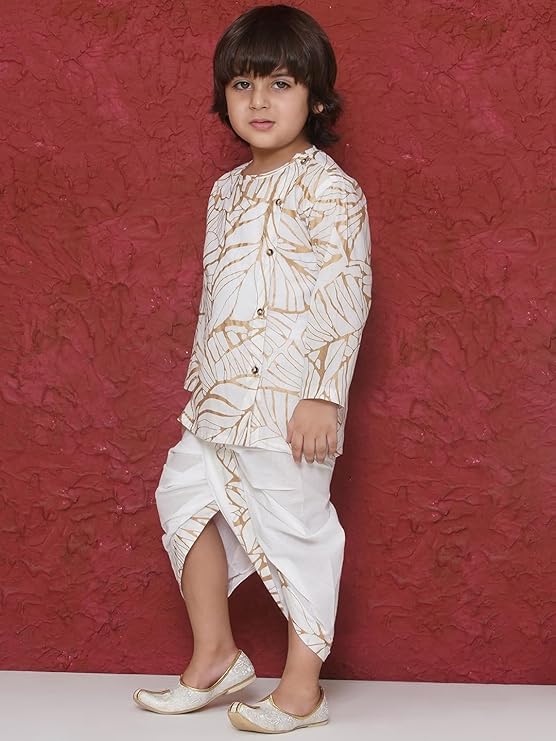 Image of AJ DEZINES Kids Ethnic Wear Pure Cotton Dhoti Kurta Set For Boys