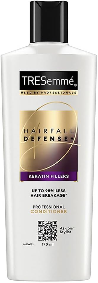 TRESemme Hairfall Defense+ Conditioner 190ml With Keratin Fillers | Longer and Stronger hair | Prevents Hair Fall due to Breakage | Paraben-Free