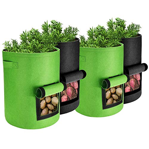 Potato Grow Bags, 4 Pack Plant Grow Bags 7 Gallon Heavy Duty Thickened