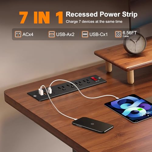 Extensión de corriente Triantstek BY213-I042K con 4 tomas y puerto USB-C 20W, carga rápida, cable de 2 m, montaje empotrado para escritorio miniatura 4