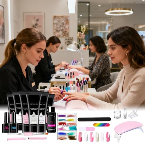 Nail Extension - nail polish | false nails with glue , Beetles Easy Gel Tips Extension Kit - 2 in 1 Glue Base Coat, Pre-shaped Colours Red White Brown Nude Gels Nails Polish Gels - Image 6