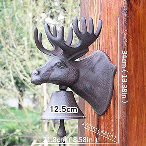 Campainha de cabeça de veado de ferro fundido Farmhouse Decoração de jardim ao ar livre Sinos de jan