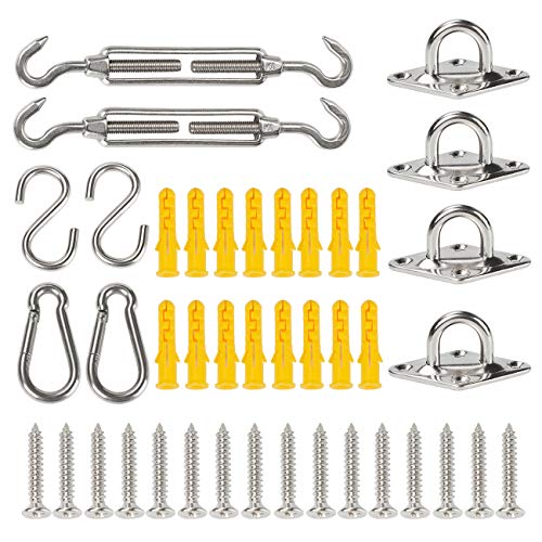 Homealexa Kit de Montaje para Toldo, 42 Piezas Heavy Duty Sun Shade Sail Kit Accesorios de Fijación de Hardware para la en Garden, Patio, Jardín