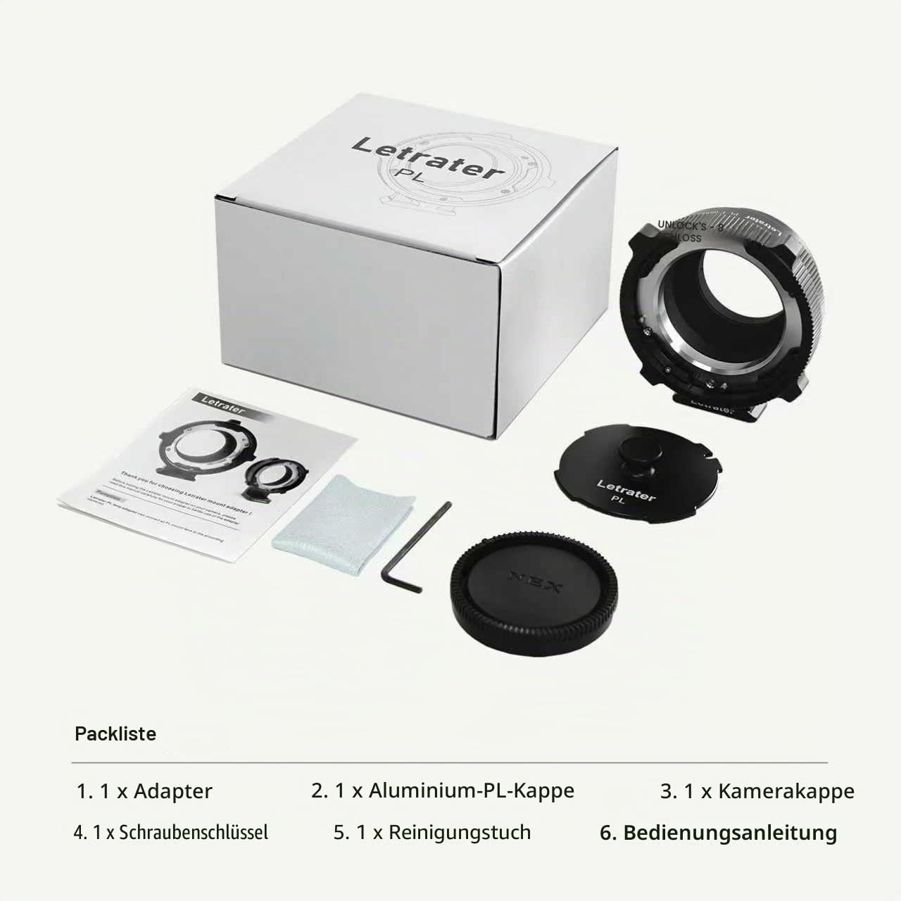 Objektivhalterungsadapter PL Sony E/NEX Mount Kameras A7S3 FS7 FX9 A7R4 R3