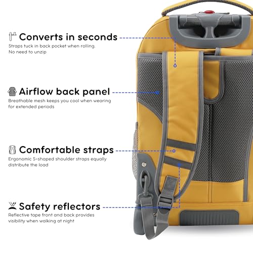 Image of J World Sundance Laptop Rolling Backpack for Girls Boys. Roller Bookbag with Wheels, 20 Inch, Kumquat