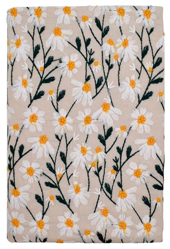 BLBMH 6x9 Book Cover for Paperback with Bookmark | Non-Stretch Fabric Protector for Journal Notebook for Women | Privacy Reading Gift - Daisy 2