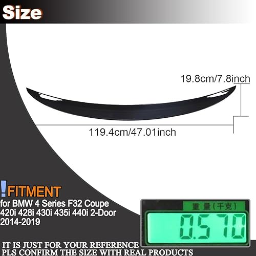 Miniatura 4 de MCARCAR KIT Alerón de maletero para BMW Serie 4 F32 Coupé 2014-2019 salida de fábrica 420i 428i 430i 435i 440i 2 puertas tapa trasera de maletero