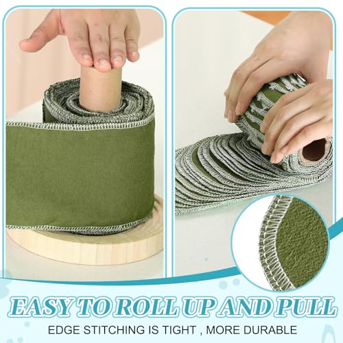 Image of FuWeave 30 Pack Reusable Toilet Paper No Tear Bidet Towels, Green | Washable 11.8 inch x 4.3 inch Cotton Flannel Family Cloth Wipes with Snaps, Paperless Roll for Bathroom, Travel, Cleaning and Drying