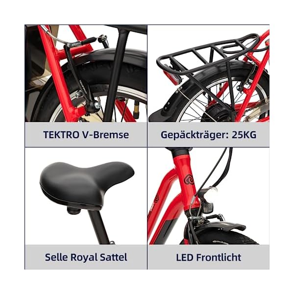 VecoCraft FOLDY-E Doppelbalken 20 Zoll klapprad e-Bike, kompatibel mit Einhell 18V 2x5.2Ah Akkus, e-Bike mit Shimano 7-Gang Schaltung mit 25 km/h 250 W Motor, 20" Aluminium klappfahrrad Erwachsene – Bild 6