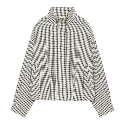 Plaid Bomber Jacket Women Stand Collar Zip Up Coat Casual Long Sleeve Outerwear With Pockets - image 6