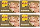 ALBO - Calamares Trozos en aceite de oliva, litografiado, f. a. OL-120 (Paquete de 4)