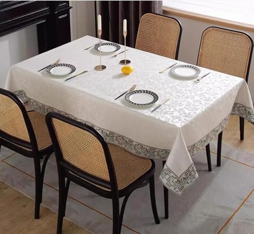 Nappe de table rectangulaire KnSam en PU beige blanc 100x160cm - 3
