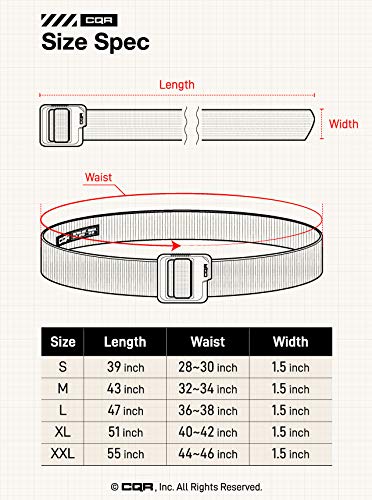Cqr Tactical Belt, Military Style Heavy Duty Belt, Webbing Edc Quick-Release Buckle, Plastic Flip Tab Black, Xx-Large #TOP5