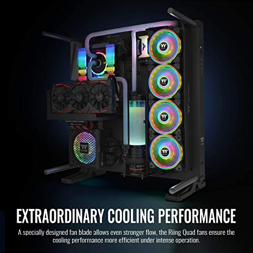 Image of Thermaltake Riing Quad 120mm 16.8 Million RGB (Alexa /Razer Chroma) Software Enabled, 4 Light Rings 54 LED, 9 Blades Hydraulic Bearing, White Case /Rad Fan (NO Controller), Single Pack, CL-F100-PL12SW-C