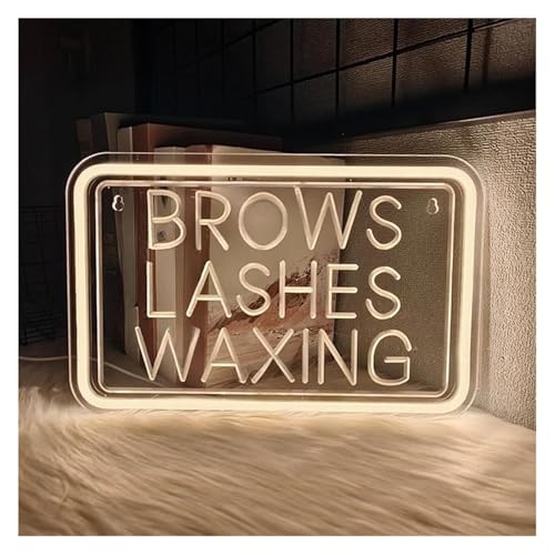 Enseigne lumineuse LED néon épilation sourcils cils pour l'éclairage de salon et spa 33x21,5cm
