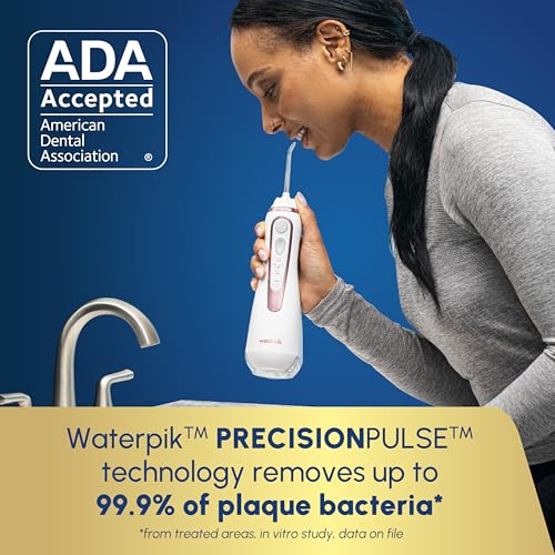 Image of Waterpik Cordless Advanced 2.0 Water Flosser For Teeth, Gums, Braces, Dental Care With Travel Bag and 4 Tips, ADA Accepted, Rechargeable, Portable, and Waterproof, Rose Gold WP-589, Packaging May Vary