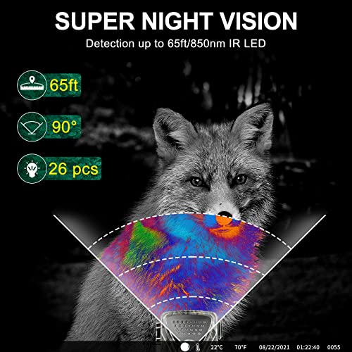 Wildkamera mit Bewegungsmelder Nachtsicht - Wildkamera Testsieger 28MP 1520P Wärmebildkamera Jagd 0,2s Jagdkamera 850nm… – Bild 6