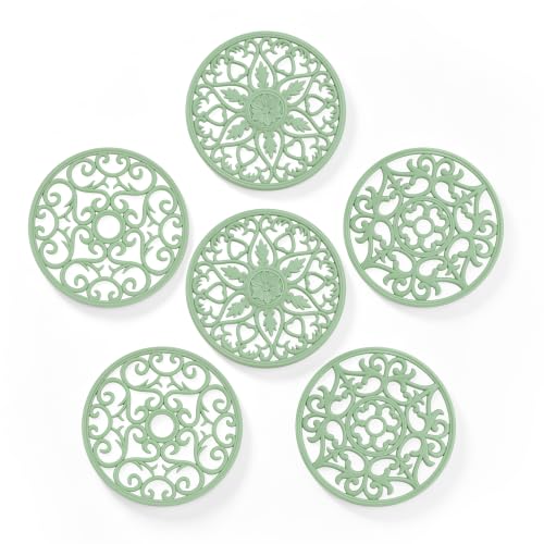 SMARTAKE 6 Set Silicone Trivet Mats for Hot Dishes Pots Pans (Desert Sage)