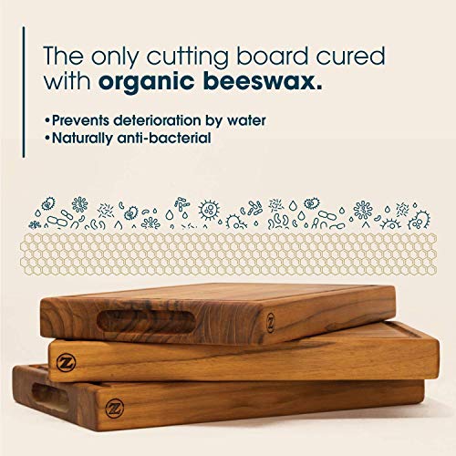 image for Prime Teak Wood Cutting Board Cured with Organic Beeswax, Thick Choppi